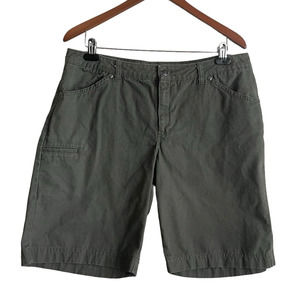 Dickies Women Bermuda Shorts Pockets Zipper Button Size 14 Army Green Cotton